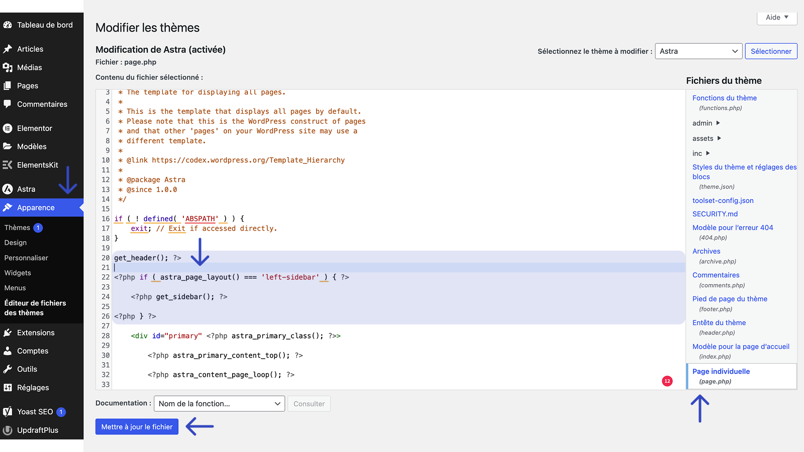 fil d'ariane modification php