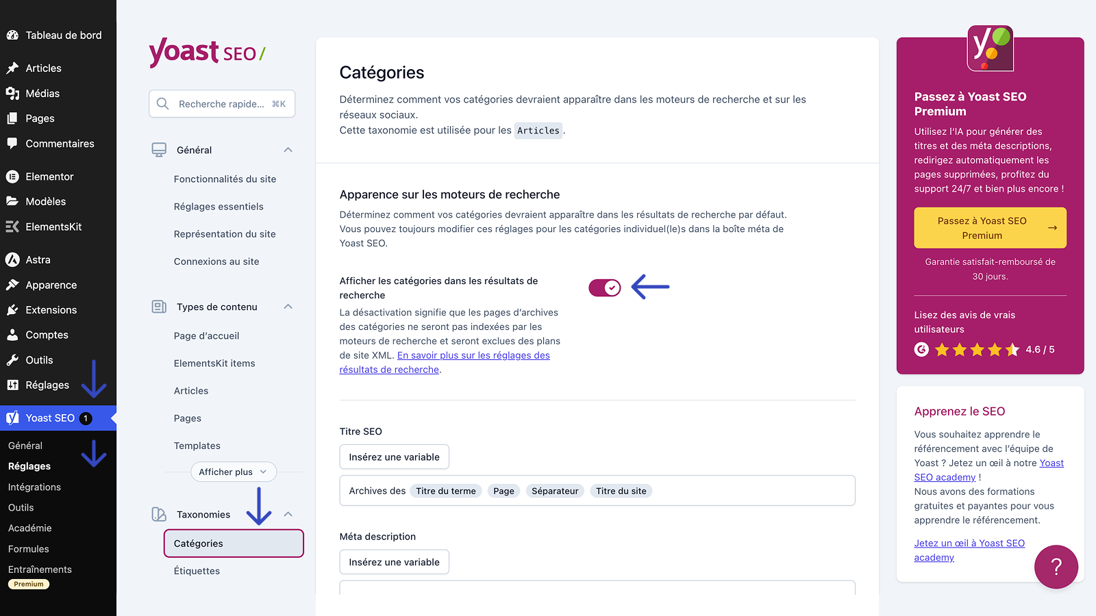 réglage fil d'ariane yoast seo 3